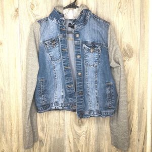 Mid Waist Grey Denim Jean Jacket
